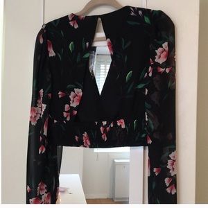 Express sheer floral crop top